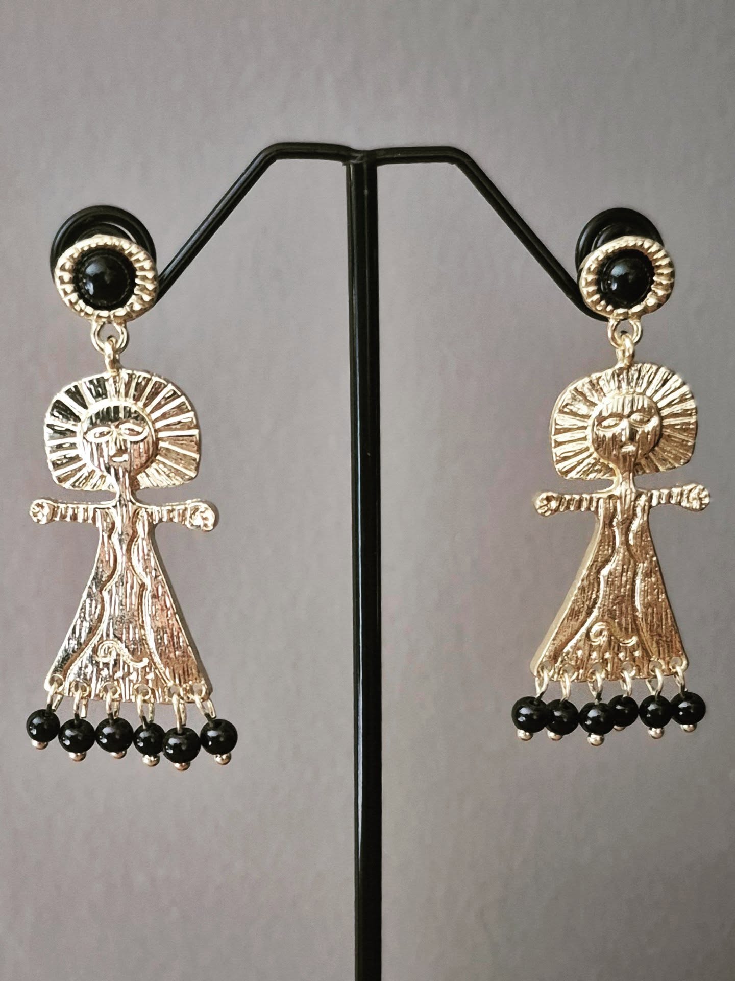 Golden Tribal Ladies Drop Earrings