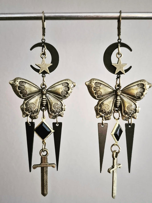 Mystical Butterfly Statement Drop Earrings