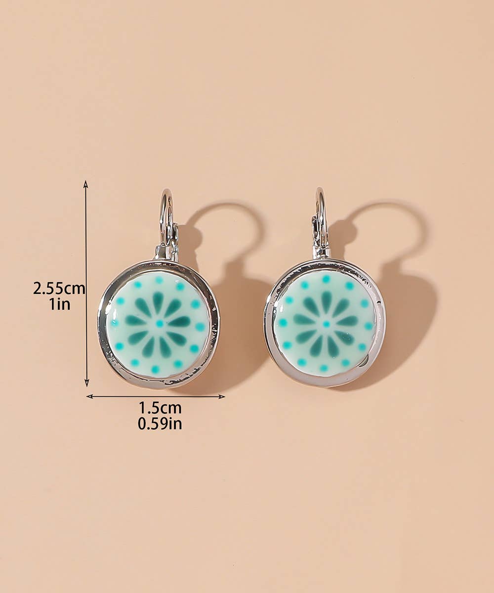 Aqua Green Disc Earrings