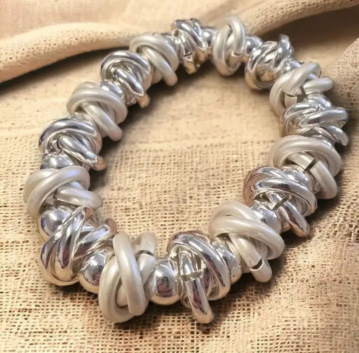 Silver Knotted Elasticated Bracelet