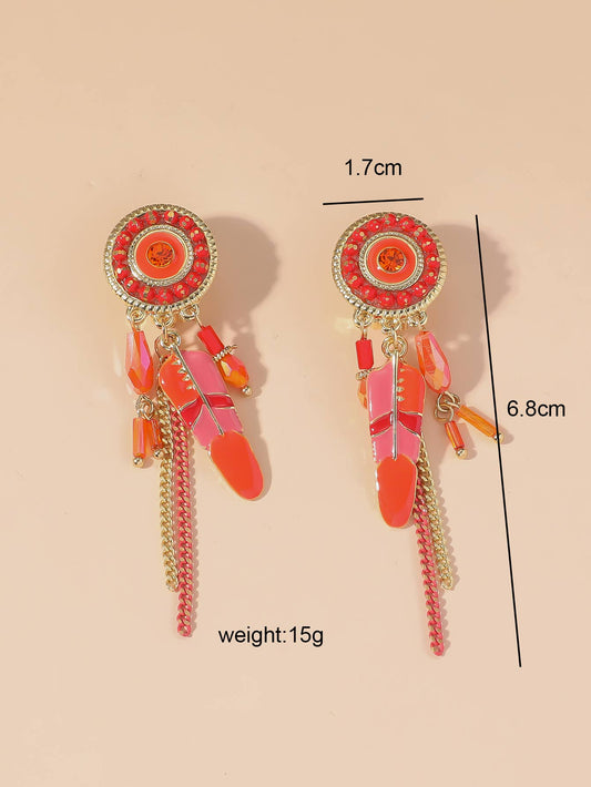 Clip on Earrings Red & Orange