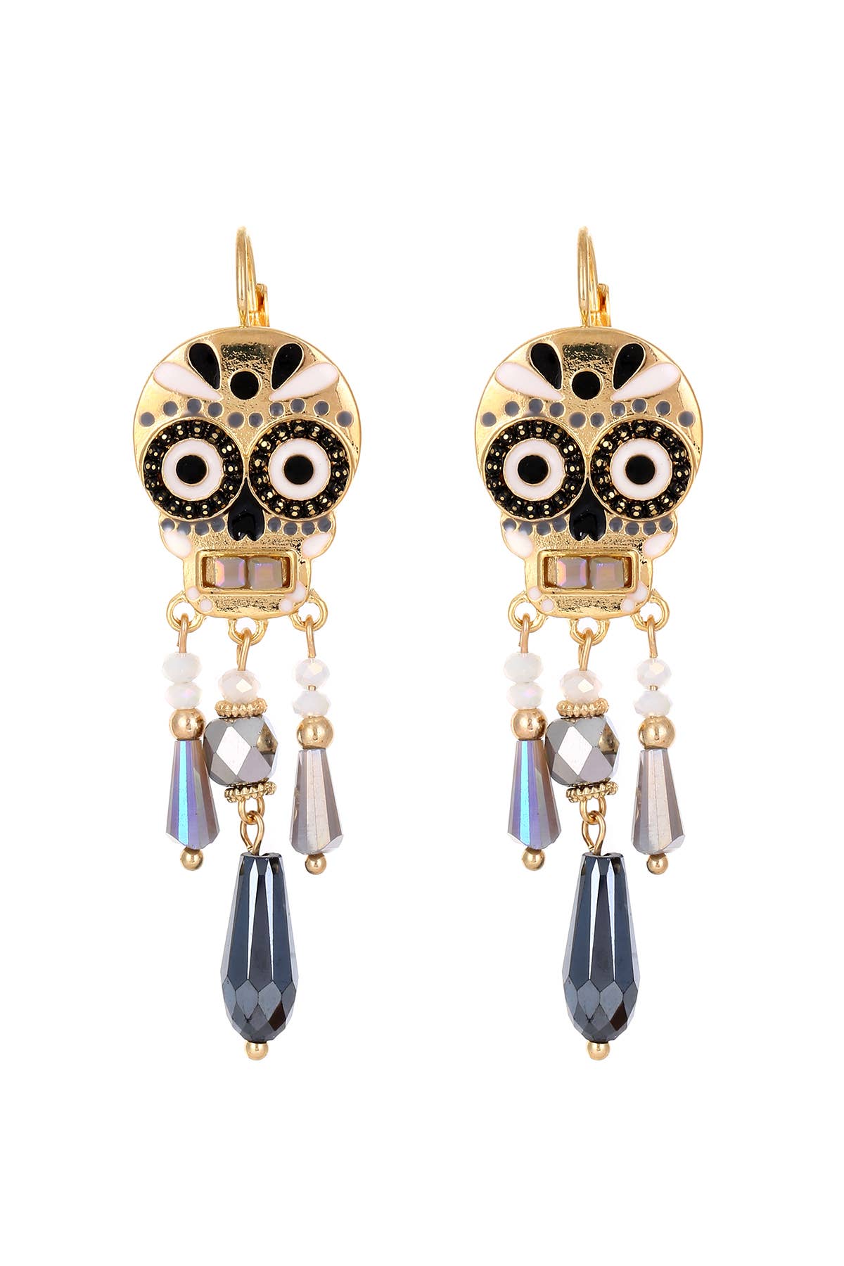 Gold Skull Drop Earrings