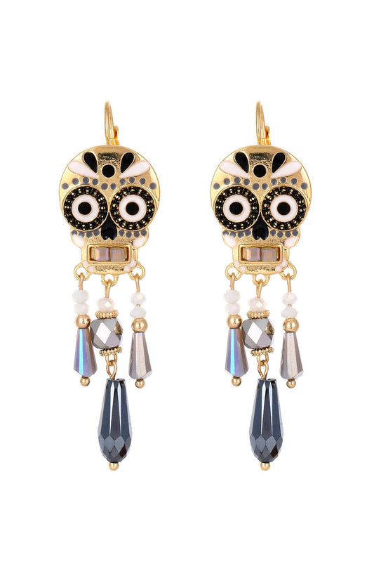 Gold Skull Drop Earrings
