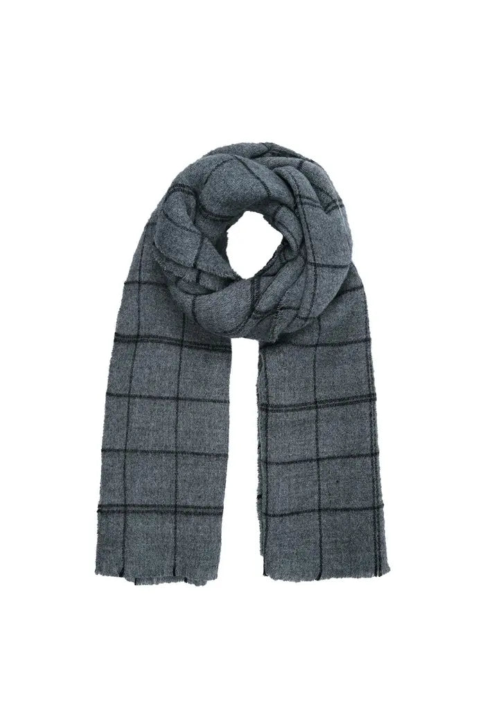 Dark Grey Checked Scarf