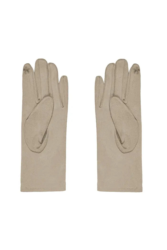 Sparkly Cuffed Gloves - Beige