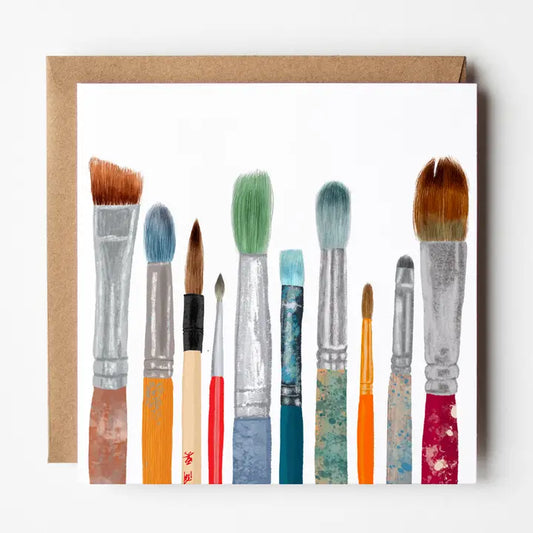 Brushes - Blank Greetings Card