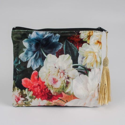 Velvet Floral Purse - Makeup Bag