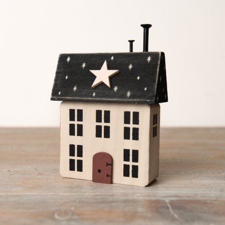 Wooden Star House 12.5cm