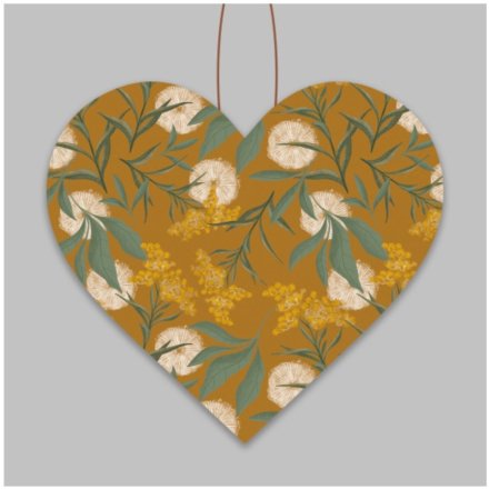 Mustard Mistletoe Hanging Heart 10cm