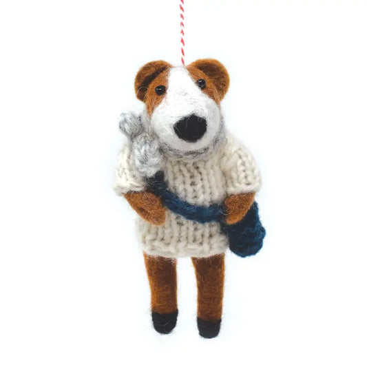 Felt Decoration - Dog with Bag