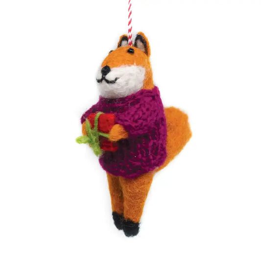 Felt Decoration - Fox with Present