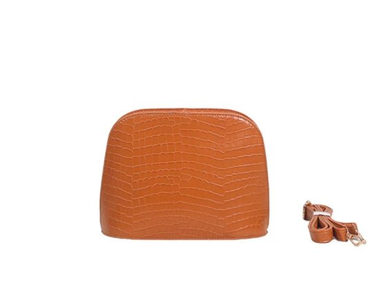 Snake Skin Effect Shoulder Bag - Tan