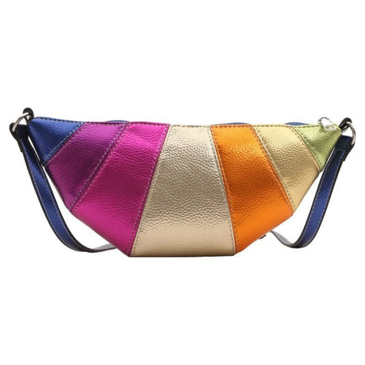 Rainbow Colour Metallic Croissant Shape Bag Shoulder Bag
