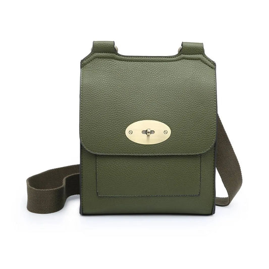 Vegan Leather Messenger Bag - Olive