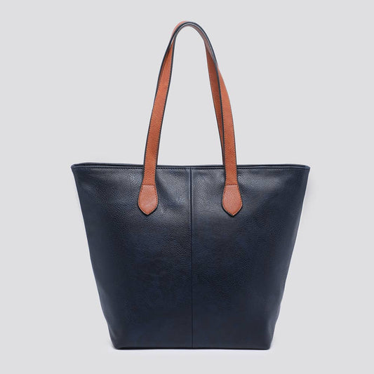 Vegan Leather Shopper Bag - Navy