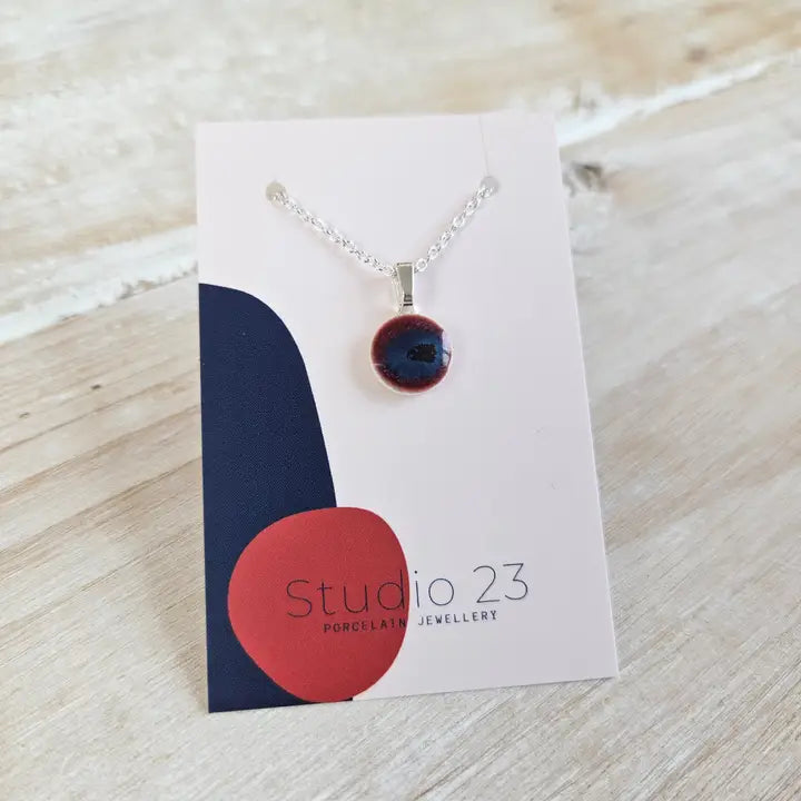 Burgundy/Navy Circle Pendant Necklace