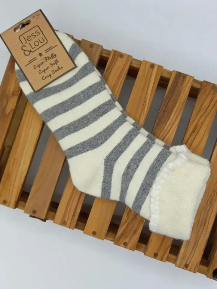 Striped Cream Cosy Cuff Socks