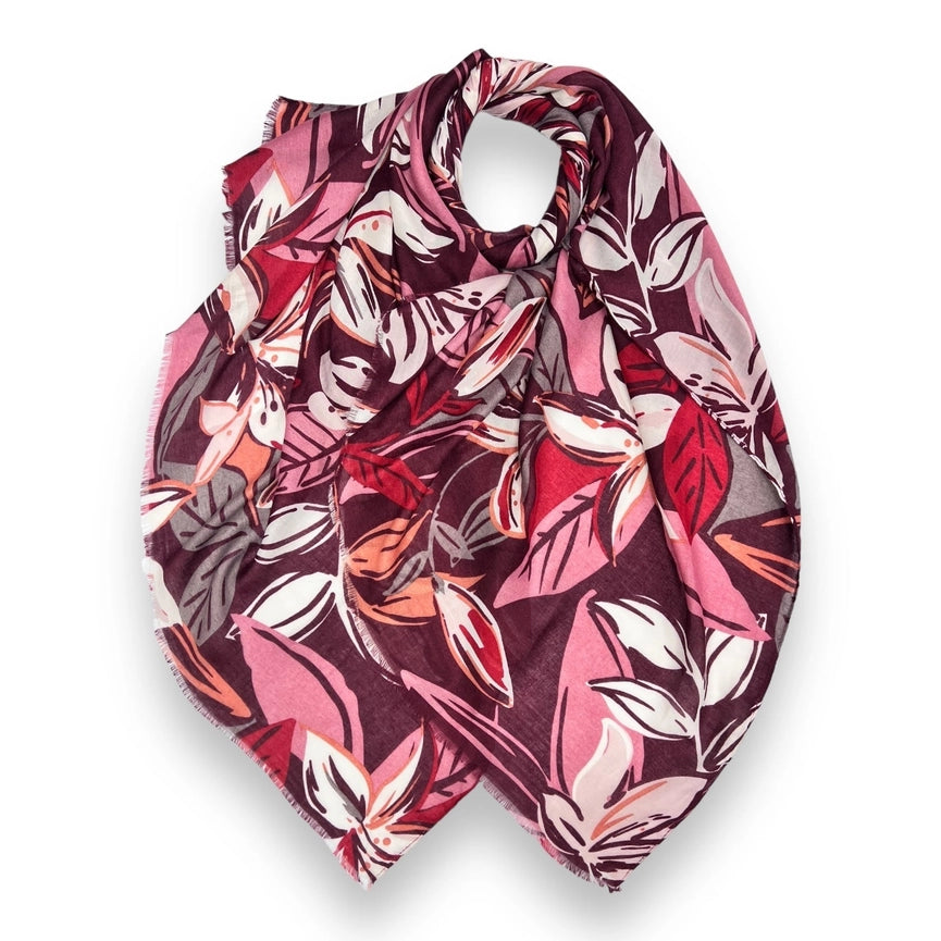 Pink Lily Printed Autumn Theme Scarf