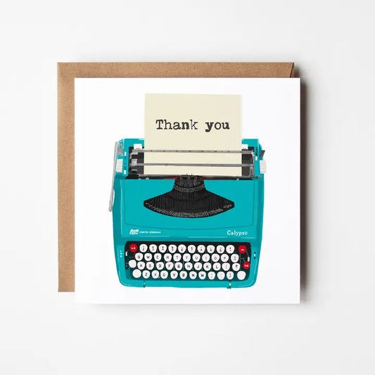 Thank You Typewriter - Blank Greetings Card