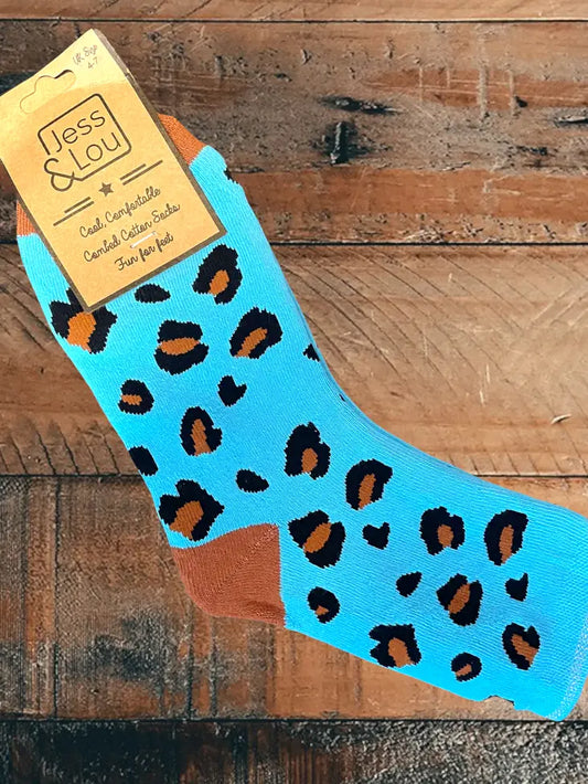 Turquoise Animal Print Socks