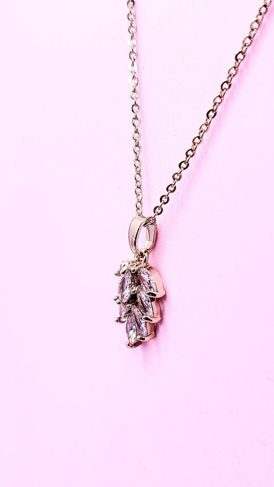 Layered Drop Crystal Necklace: Gold