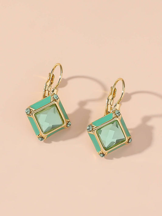 Aqua Diamond Shape Earrings