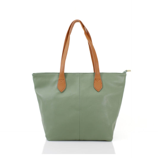Tote Bag with Two Tone Handles: Sage green