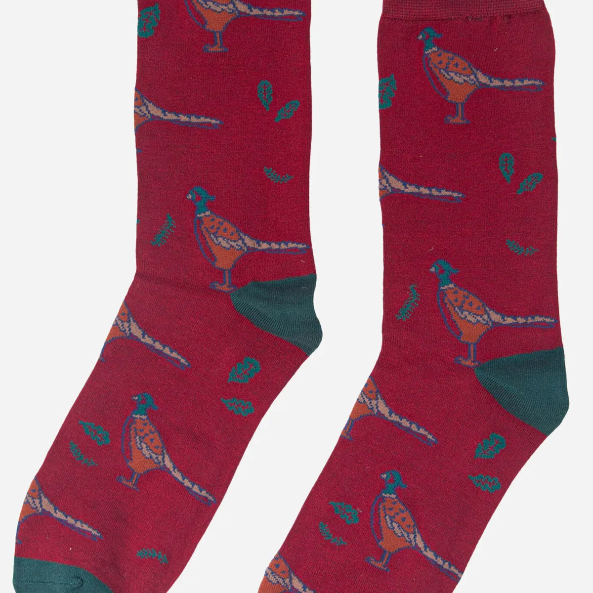Red Men's Pheasant Print Bamboo Socks