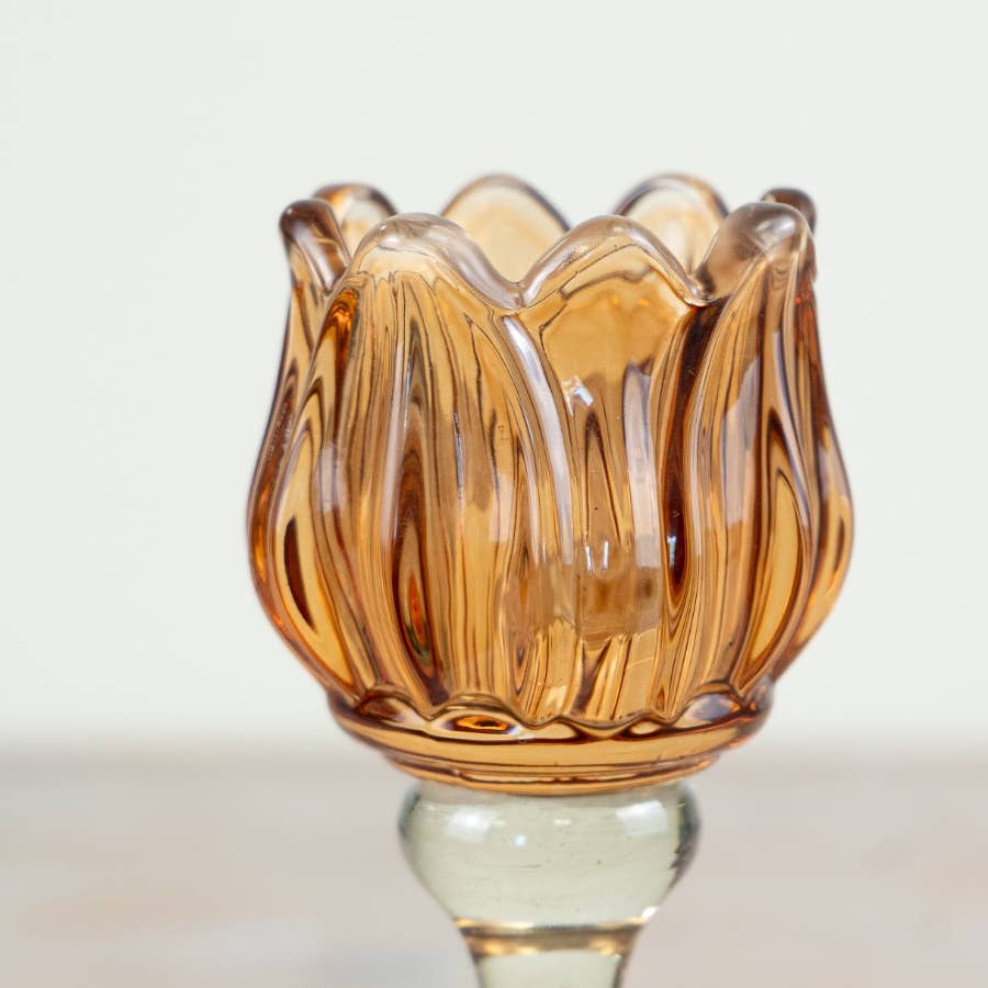 Tulip Glass Candle Holder, 19cm
