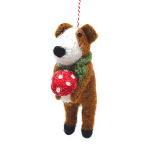 Felt Decoration - Dog with Mushroom
