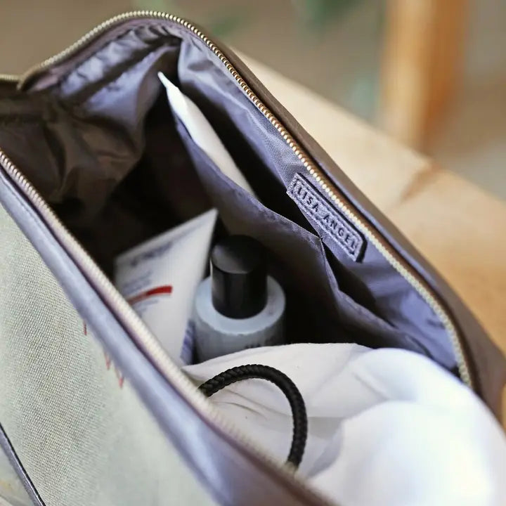 Men's Canvas Wash Bag in Tan