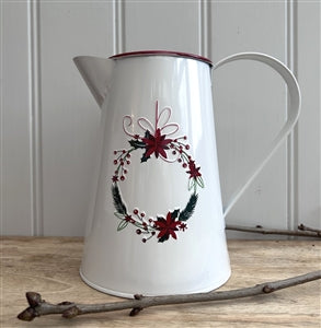 Festive Wreath Embossed Vintage Zinc Jug 20cm