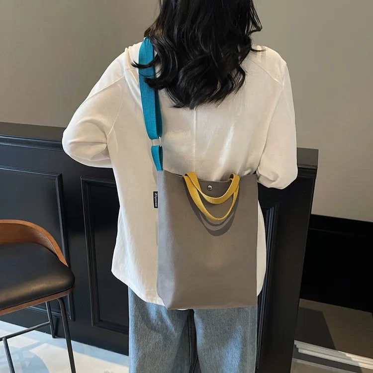 Grey Canvas Cross Body Bag