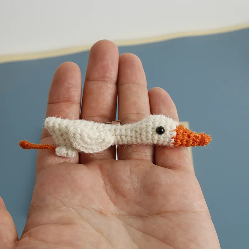 Flying Knitted Goose Brooch