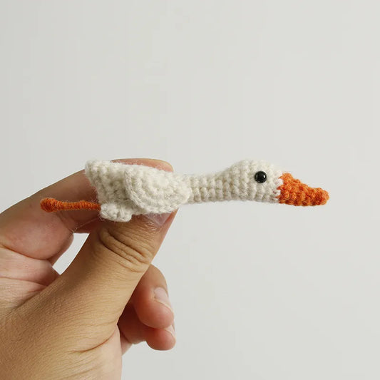 Flying Knitted Goose Brooch