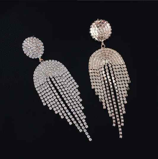 Gold & Crystal Statement Drop Earrings