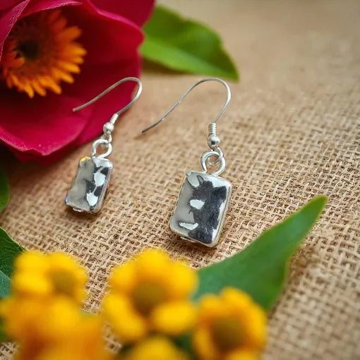 Square Block Bead on Drop Earrings