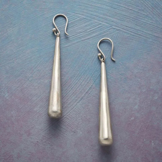 Long Droplet Shaped Silver Earrings