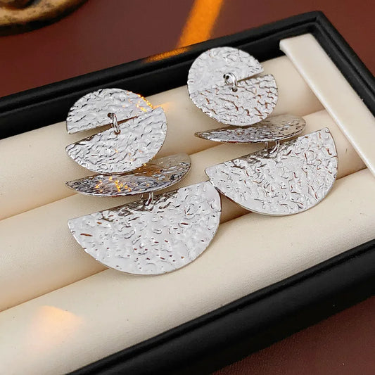 Semi-Circle Layered Drop Earrings