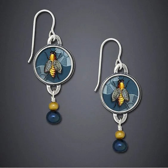 Bee Disc Drop Earrings