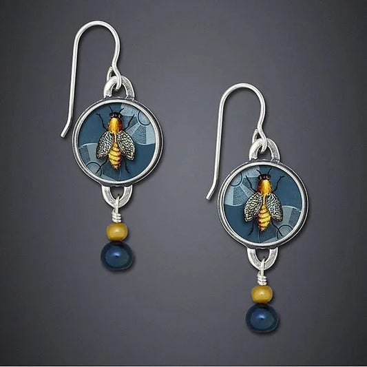 Bee Disc Drop Earrings