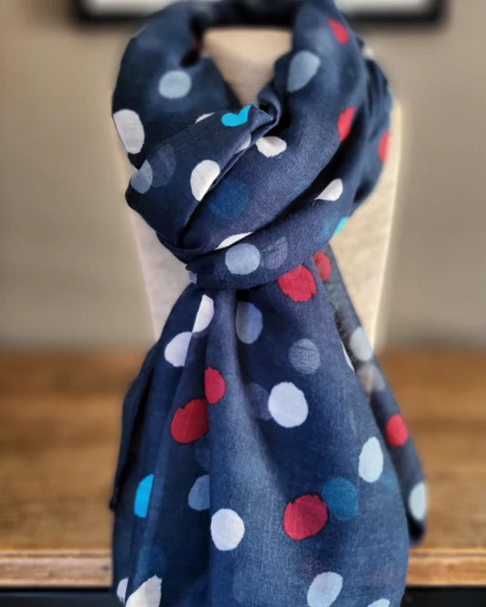 Polka Dot Navy Scarf