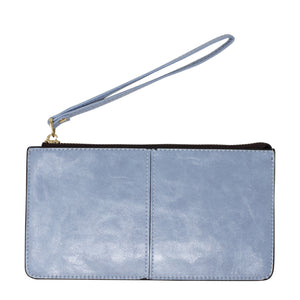 The Perfect Clutch .. with Wrist Strap - Grey Blue