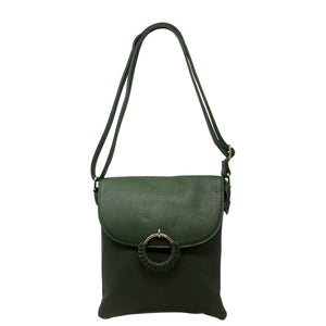 Crossbody Bag with Braided Hoop - Dark Green