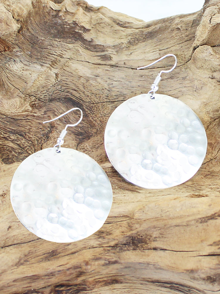 Beaten Disc Drop Earrings