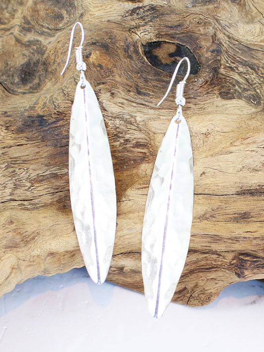 Folded Beaten Long Drop Earrings