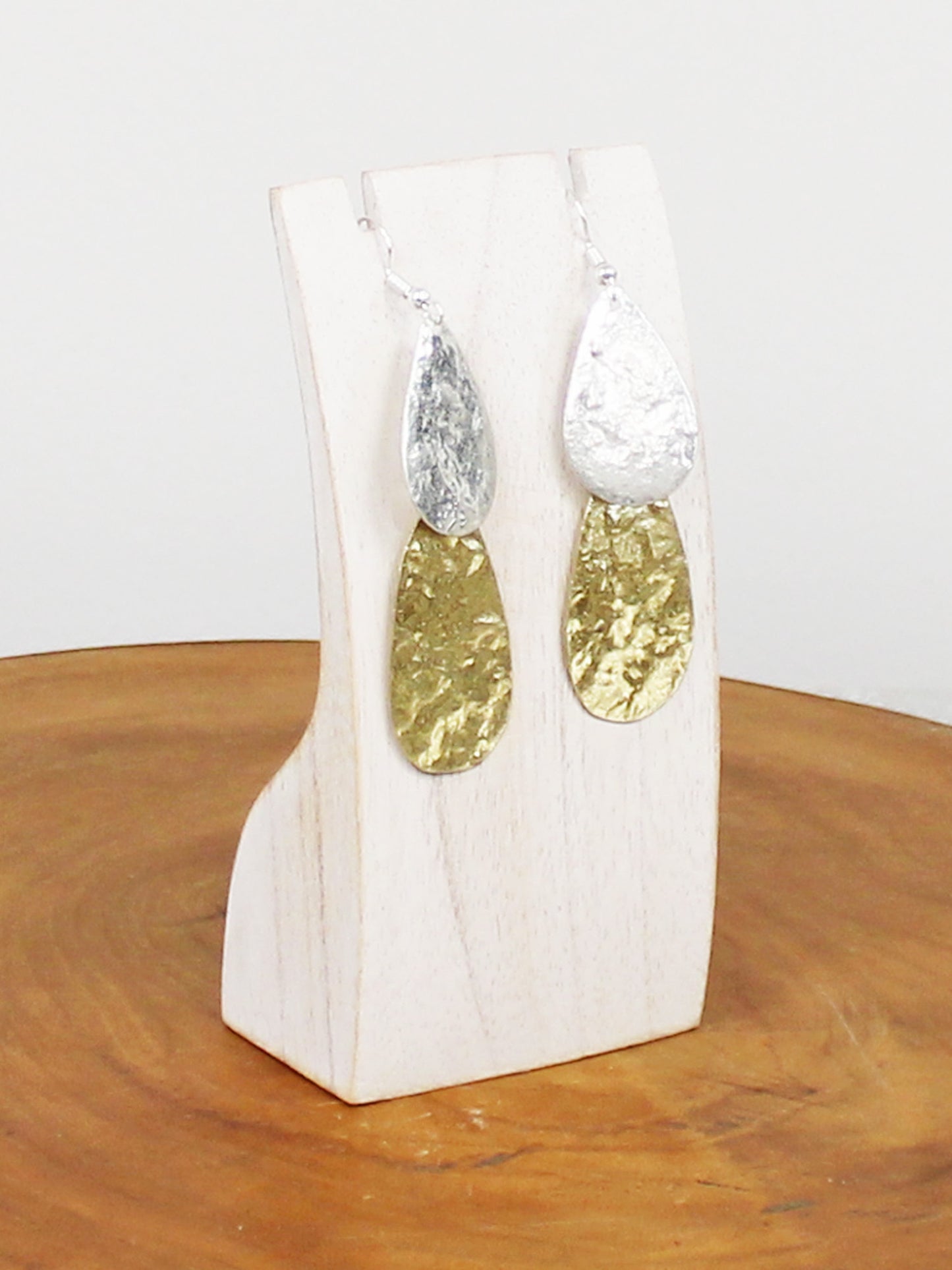 Layered Beaten Teardrop Drop Earrings