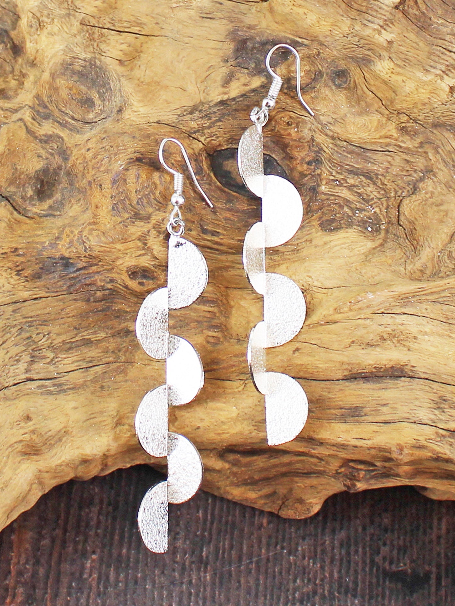 Long Textured Drop Earrings