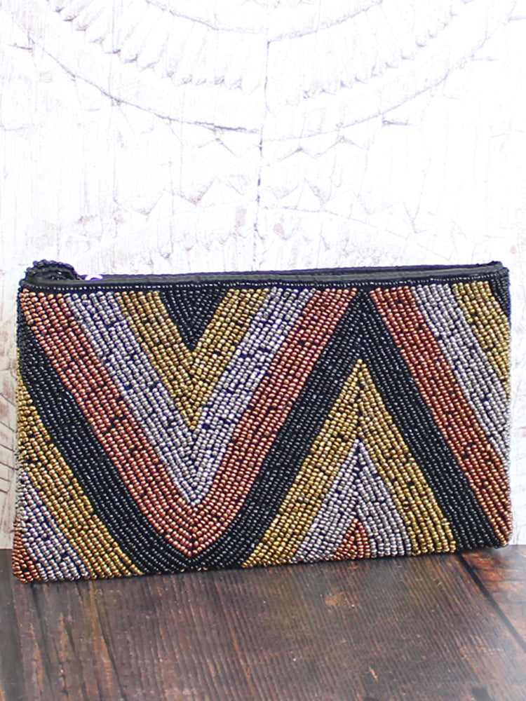 Beaded Zigzag Clutch Bag