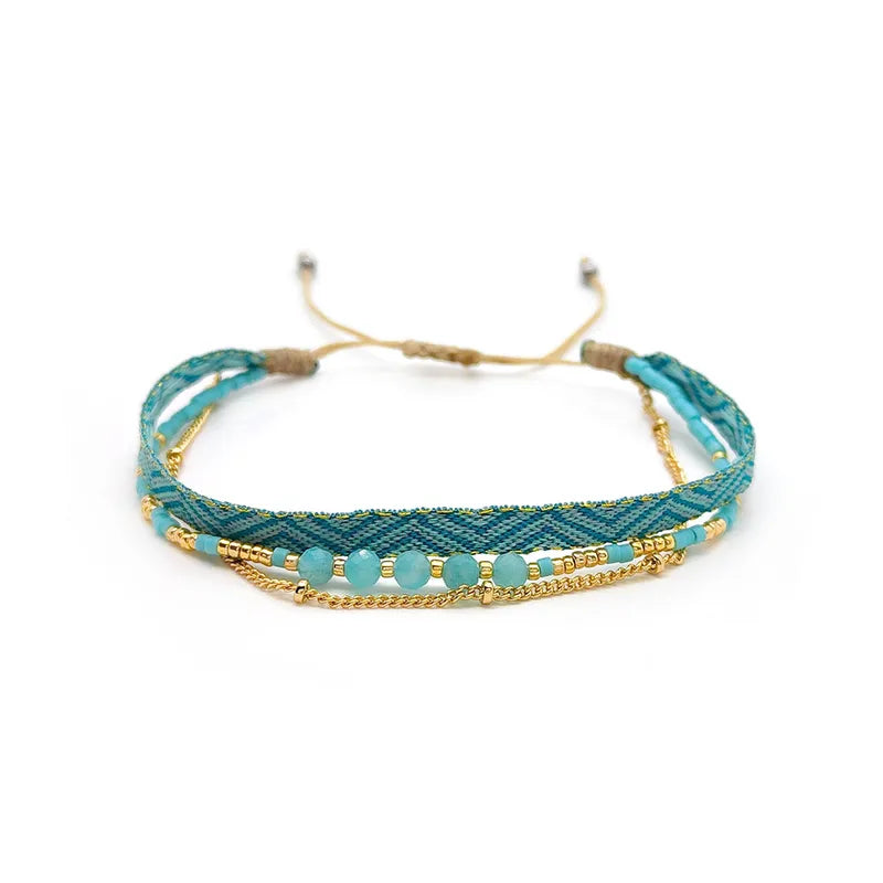 Layered Adjustable Bracelet - Turquoise